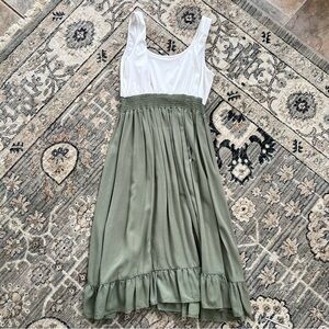White and Green Sleeveless Dress - CupShe